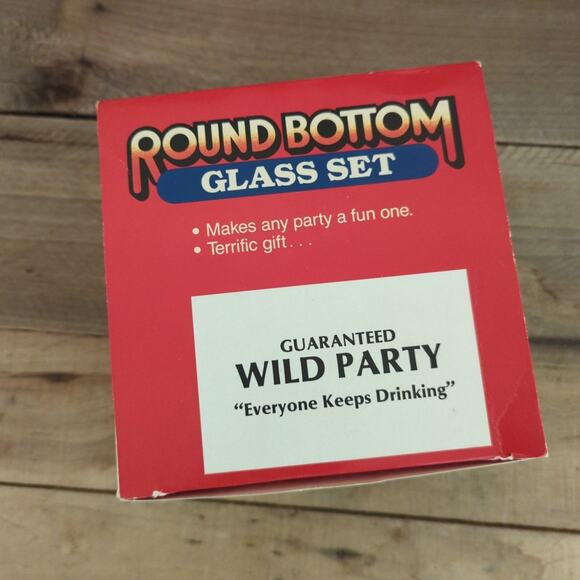 Vintage 1986 Round Bottom Glass Set by Spenser Gifts Set of Four Original Box - Picture 2 of 10